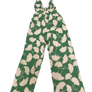 Diane Von Furstenberg x‎ Target Green and Cream Leaf Jumpsuit Size Medium